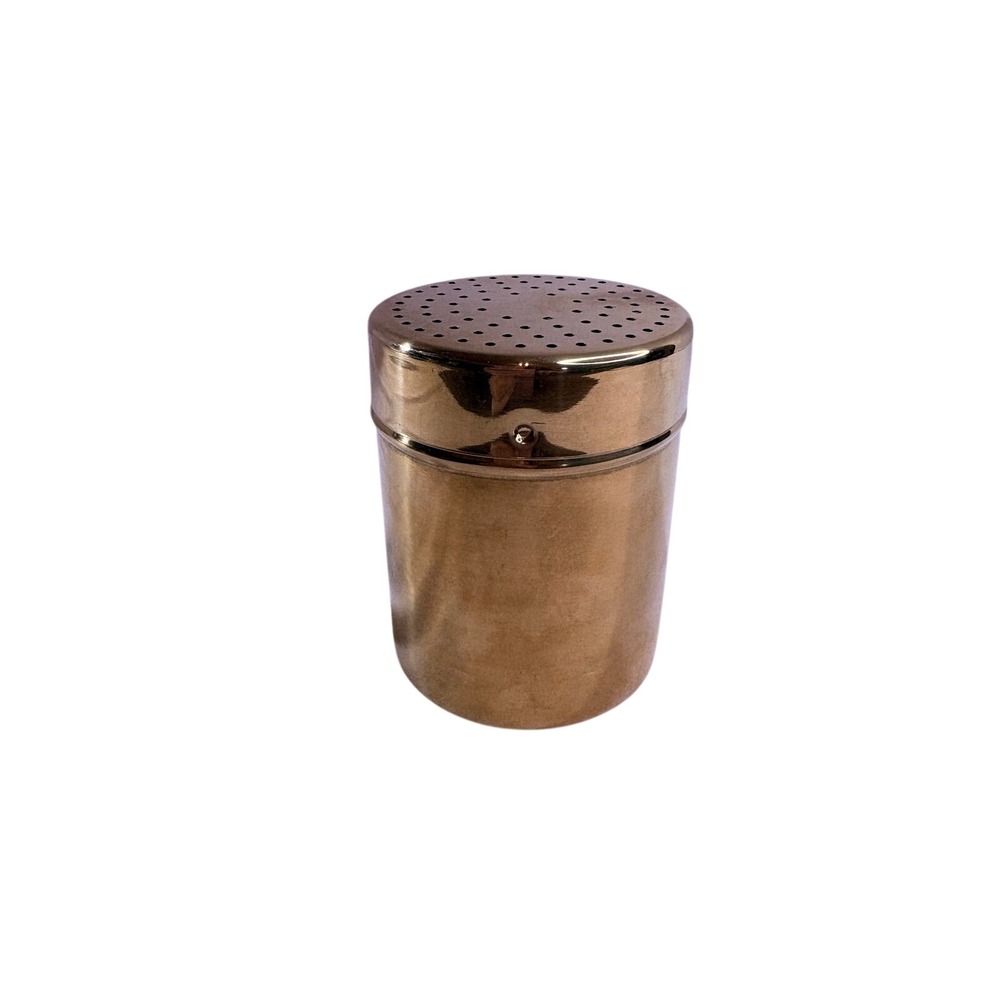 Gold Tone Metal Powdered Sugar Shaker Vintage‎ Cocoa Duster Flour Canister Lid
